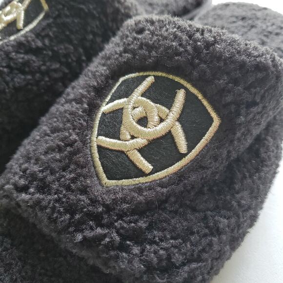 Ariat Cozy Slipper woman size 10 black fuzzy slide on - Picture 2 of 4